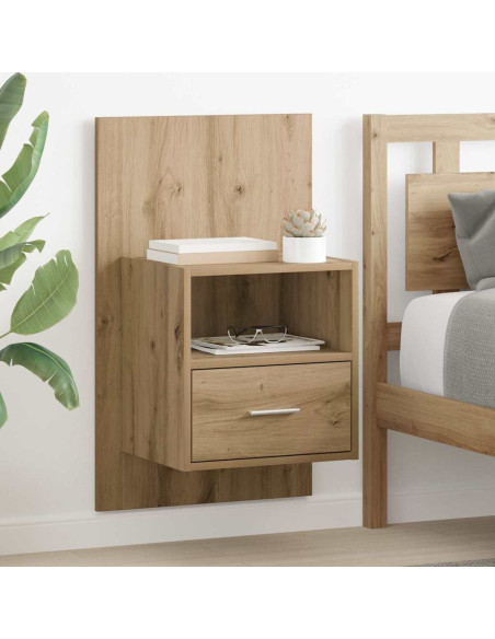 Armadietto per letto con cassetto 2 pcs rovere artigianale