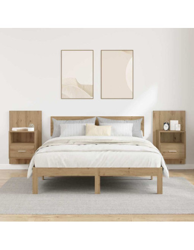 Armadio da Notte 2 pcs Rovere artigianale 50 x 32.5 x 80cm