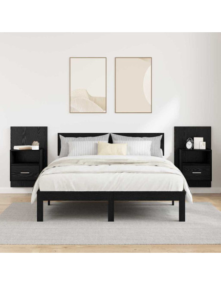 Armadio da Notte 2 pcs Rovere Nero 50 x 32.5 x 80cm