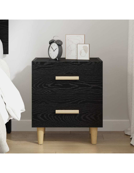 Armadietto per letto con cassetto Rovere Nero 40 x 35 x 47.5cm