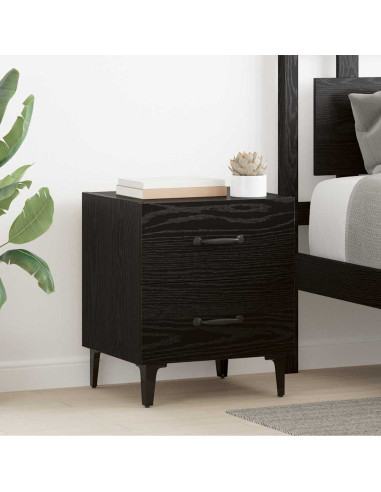 Armadietto per letto con cassetto Rovere Nero 40 x 35 x 47,5 cm