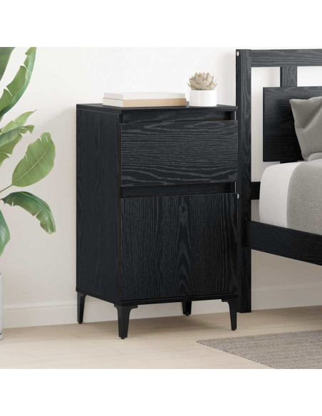 Armadio da Notte Rovere nero 40 x 35 x 70 cm Legno multistrato