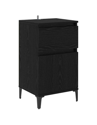 Armadio da Notte con cassetto 2 pcs Rovere Nero 40 x 35 x 70 cm