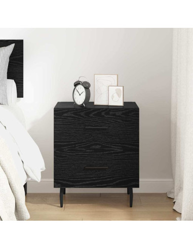 Armadio da Notte con cassetto Rovere Nero 40 x 35 x 47,5 cm
