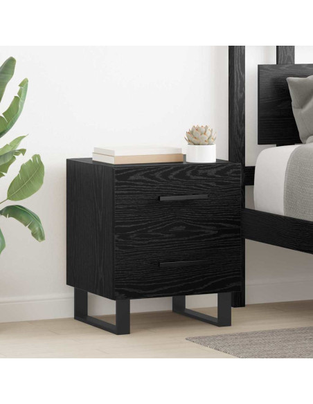 Armadio da Notte con cassetto Rovere nero 40 x 35 x 47,5 cm
