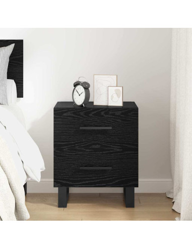 Armadio da Notte con cassetto Rovere Nero 40 x 35 x 47,5 cm