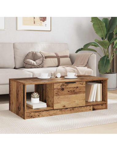 Tavolino da salotto con cassetto Legno vecchio 102 x 50 x 36cm