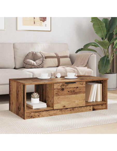 Tavolino da salotto con cassetto Legno vecchio 102 x 50 x 36cm