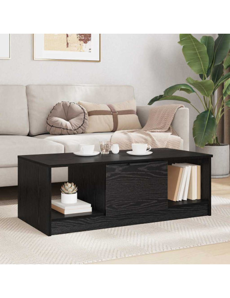 Tavolino da salotto con cassetto Rovere Nero 102 x 50 x 36cm