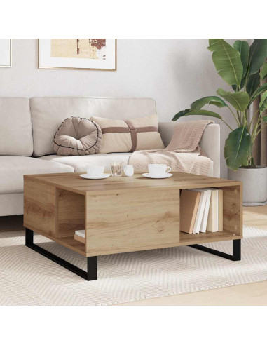 Tavolino da salotto Rovere artigianale 80 x 80 x 36,5 cm