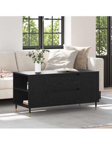 Tavolino da salotto con cassetto Rovere Nero 102 x 44,5 x 50 cm