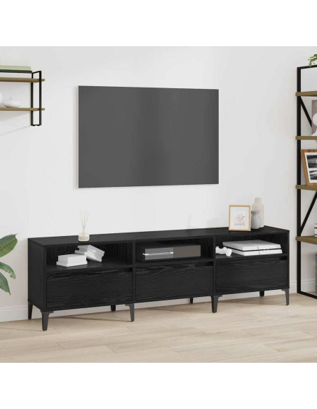 Mobile TV con cassetto Rovere Nero 150 x 30 x 45 cm