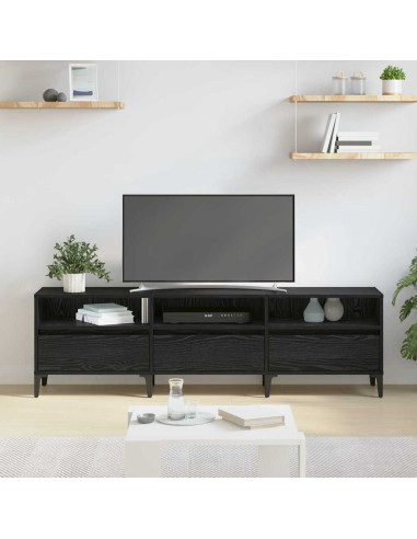 Mobile TV con cassetto Rovere Nero 150 x 30 x 45 cm