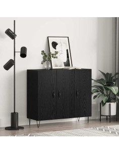 Credenza Rovere Nero 90 x 32,5 x 80 cm Legno multistrato 2