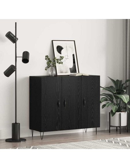 Credenza Rovere nero 90 x 34 x 80 cm Legno multistrato