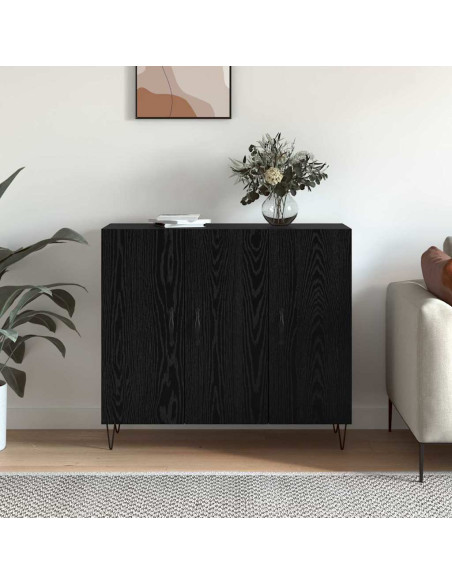 Credenza Rovere nero 90 x 34 x 80 cm Legno multistrato