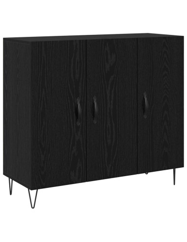 Credenza Rovere Nero 90 x 32,5 x 80 cm Legno multistrato
