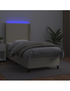 Giroletto a Molle con Materasso e LED Crema 100x200 cm 2