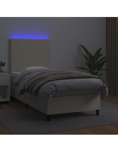 Giroletto a Molle con Materasso e LED Crema 100x200 cm