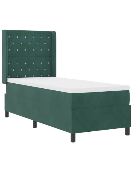 Letto a molle con testiera Verde scuro 80 x 200 cm Velluto