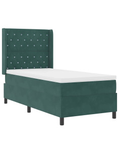 Letto a molle con materasso Verde Scuro 90 x 190 cm Velluto 2