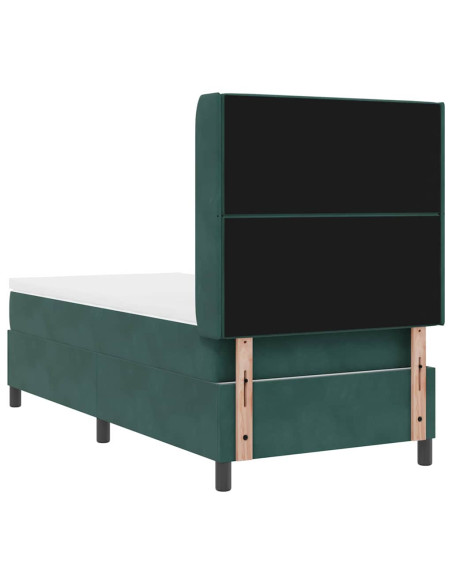 Letto a molle con testiera Verde scuro 90 x 190 cm Velluto