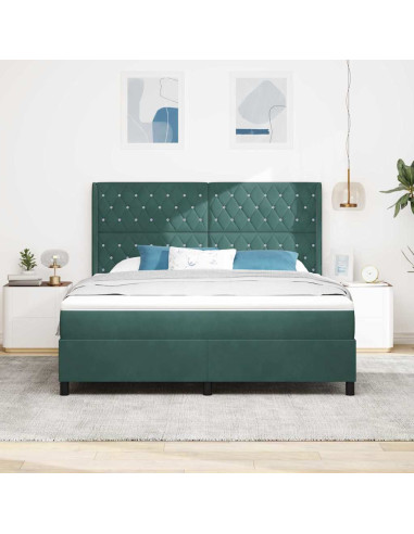 Letto a molle con materasso Verde Scuro 180 x 200 cm Velluto