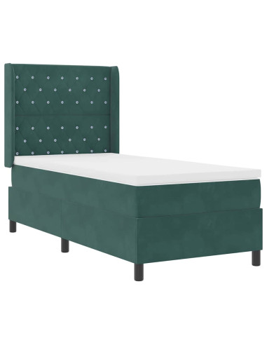 Letto a molle con materasso Verde Scuro 90 x 190 cm Velluto