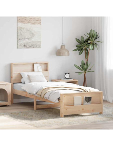 Struttura del letto Marrone 100 x 200 cm Legno di pino massello