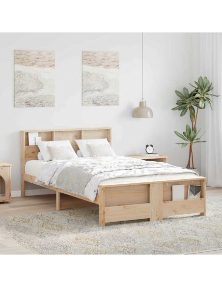 Struttura del letto Marrone 140 x 190 cm Legno di pino massello