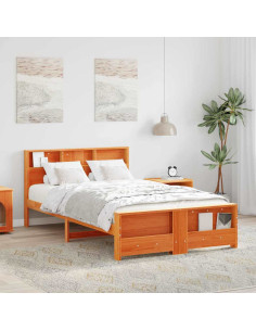 Struttura del letto con testiera Marrone cerato 140 x 190 cm 2