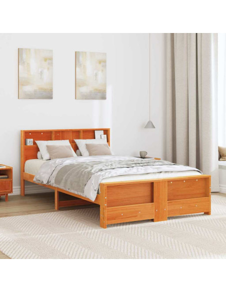 Struttura del letto con testiera Cera marrone 140 x 190 cm
