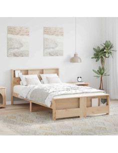 Struttura del letto Marrone 120 x 190 cm Legno multistrato 2