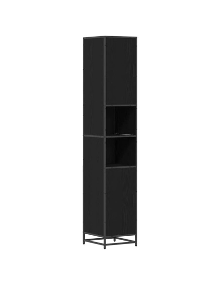 Mobile da Bagno con porta Rovere nero 35 x 37.5 x 188.5 cm