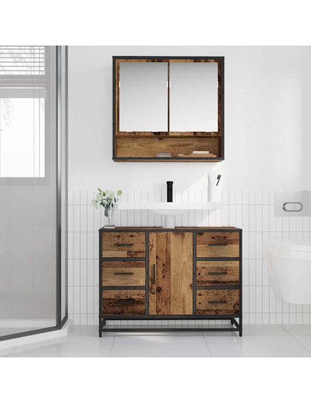 Set di mobili per il bagno 2 pcs Legno vecchio 80 x 33 x 60 cm