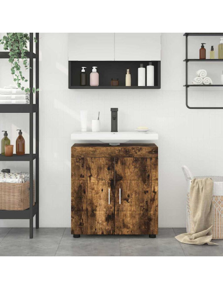 Mobile per lavabo da bagno Rovere fumo 60 x 34 x 63 cm