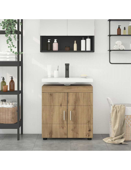 Mobile per lavabo da bagno rovere artigianale 60 x 34 x 63 cm