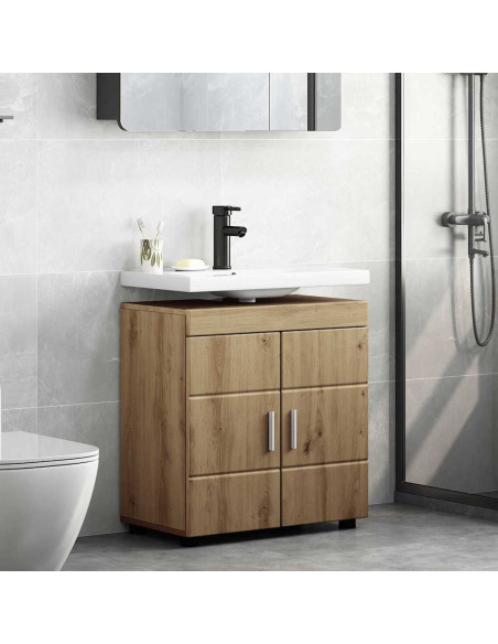 Mobile per lavabo da bagno rovere artigianale 60 x 34 x 63 cm