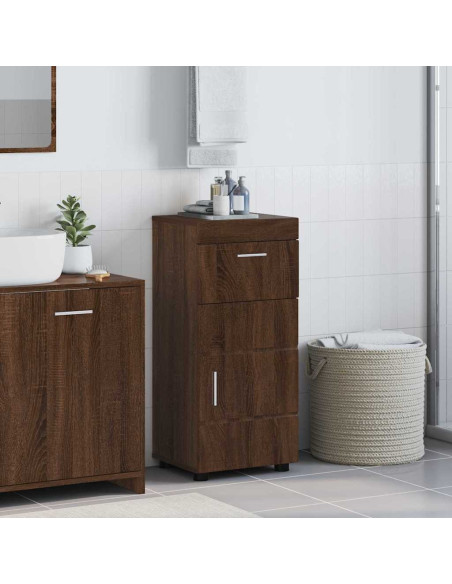Mobile da Bagno con porta Rovere marrone 37 x 31.5 x 82 cm