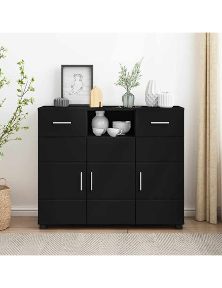 Credenza con porta Nero 88.5 x 30.5 x 73 cm Legno multistrato