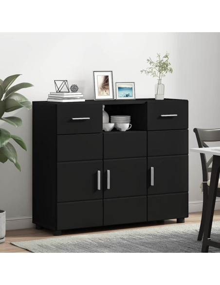 Credenza con porta Nero 88.5 x 30.5 x 73 cm Legno multistrato