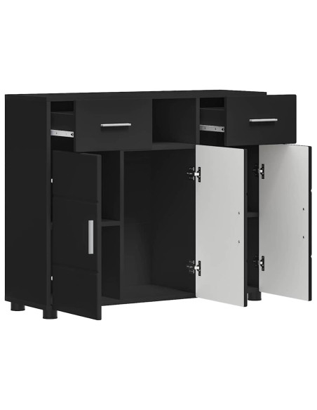 Credenza con porta Nero 88.5 x 30.5 x 73 cm Legno multistrato