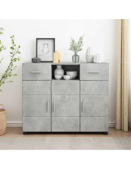 Credenza Grigio cemento 88.5 x 30.5 x 73 cm Legno multistrato