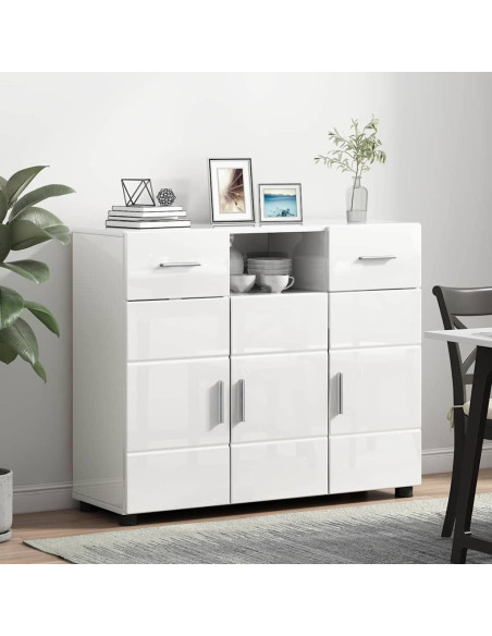 Credenza Bianco lucido 88.5 x 30.5 x 73 cm Legno multistrato
