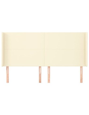 Testiera ad Orecchio Crema 203x16x118/128 cm in Similpelle