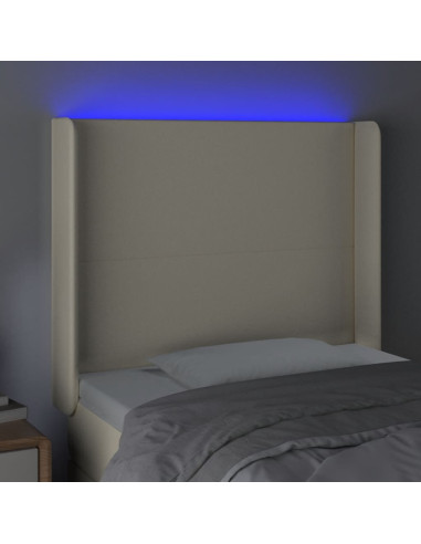 Testiera a LED Crema 103x16x118/128 cm in Similpelle