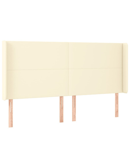 Testiera a LED Crema 203x23x118/128 cm in Similpelle