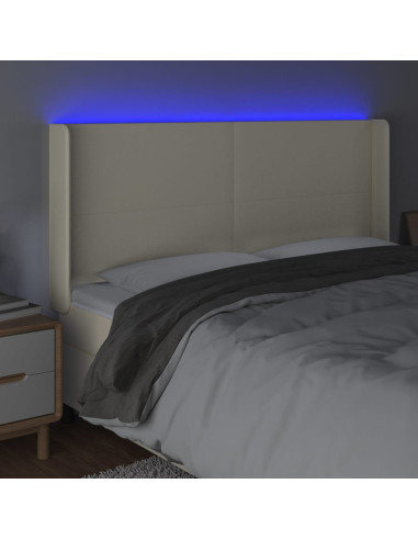 Testiera a LED Crema 203x23x118/128 cm in Similpelle