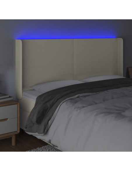 Testiera a LED Crema 203x23x118/128 cm in Similpelle