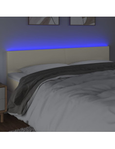 Testiera Crema a LED 200x5x78/88 cm in Similpelle 2